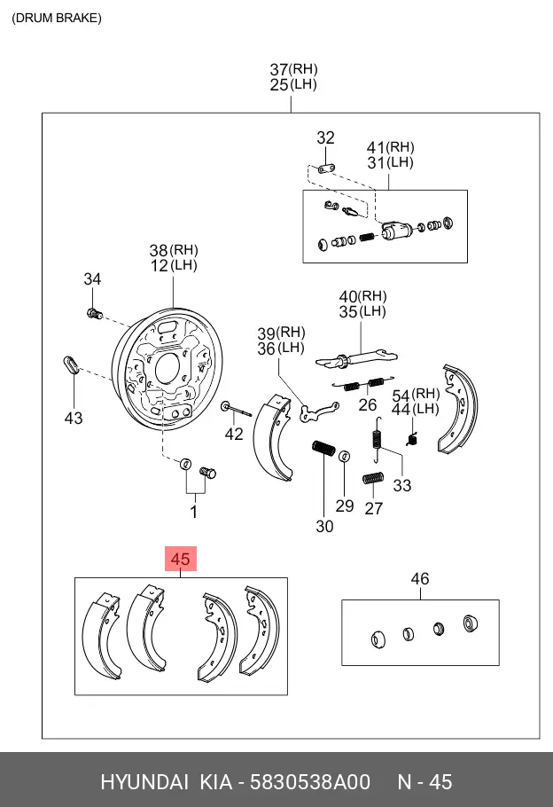 KIA 5830538A00 BRAKE SHOE