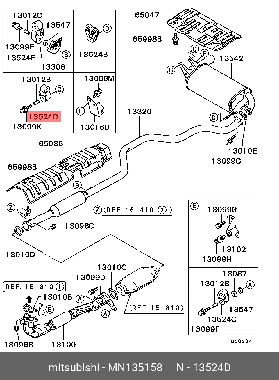 MITSUBISHI MN135158 EXHAUST PIPE SUPPORT