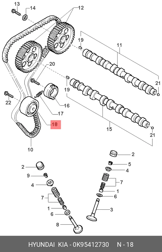 KIA 0K954-12-730 PULLEY TENSIONER