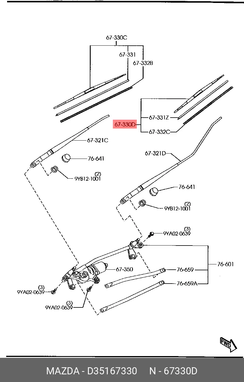 MAZDA D351-67-330 CONVENTIONAL WIPER