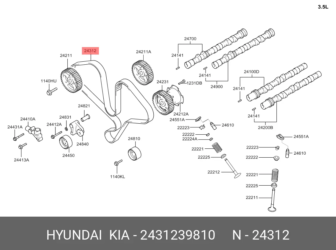 KIA 24312-39810 TIMING BELT