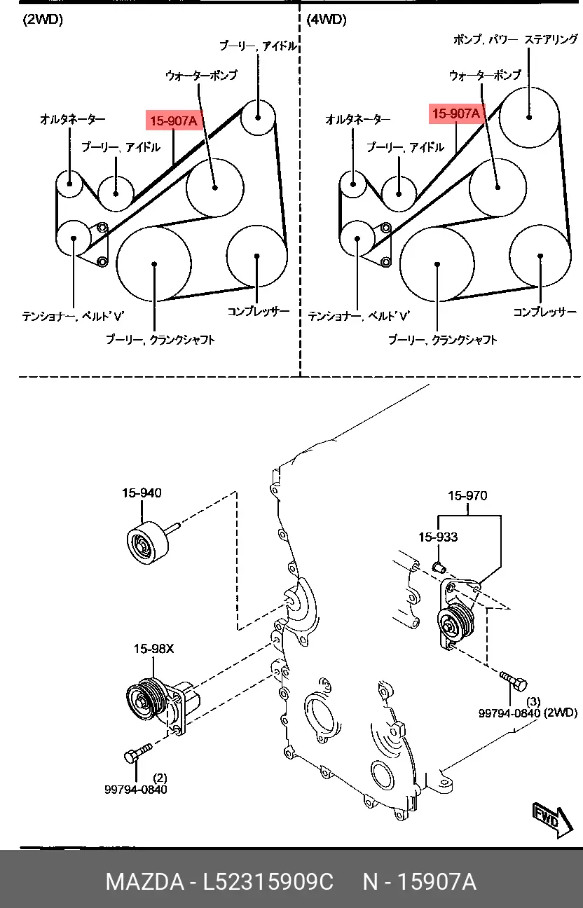 MAZDA L523-15-909C MULTIRIB BELT