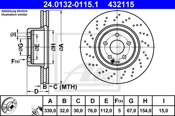 ATE 24.0132-0115.1 PERFORMANCE ROTOR DISC