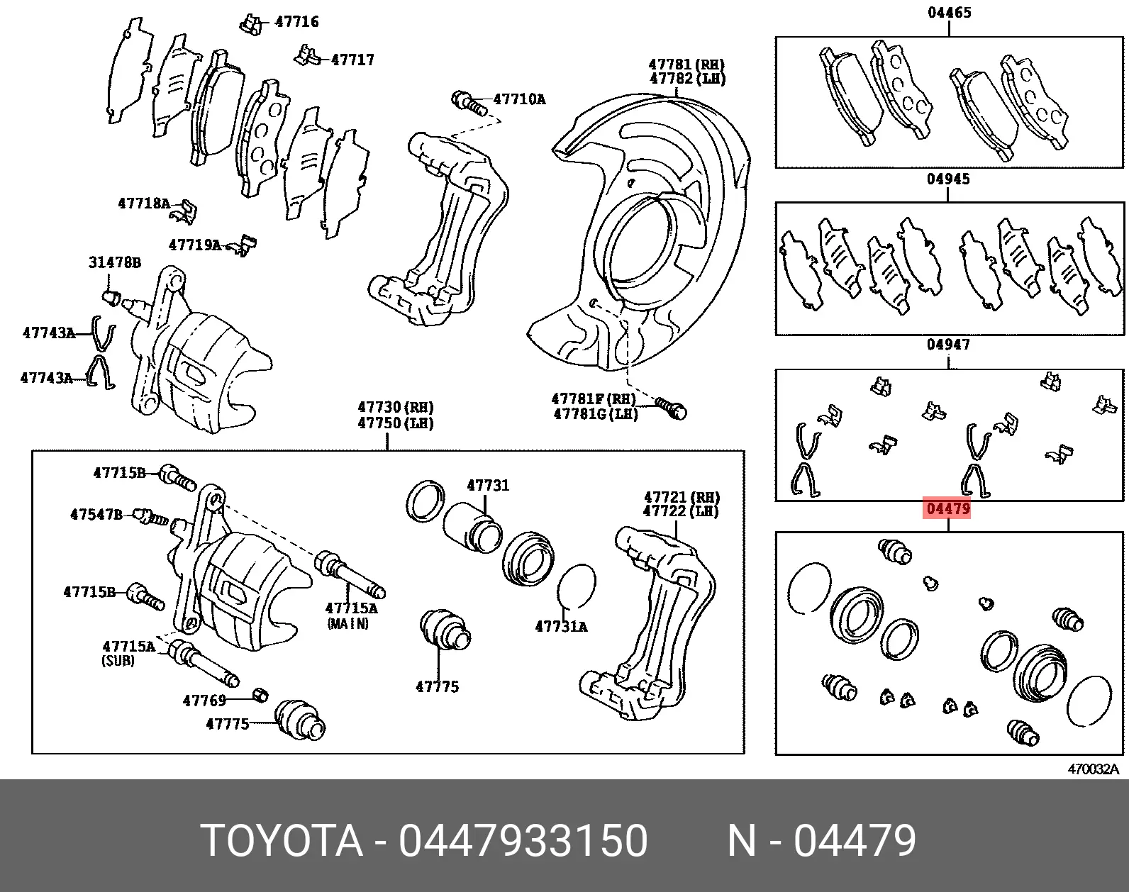 DAIHATSU 04479-33150-000 WHEEL CALLIPER KIT