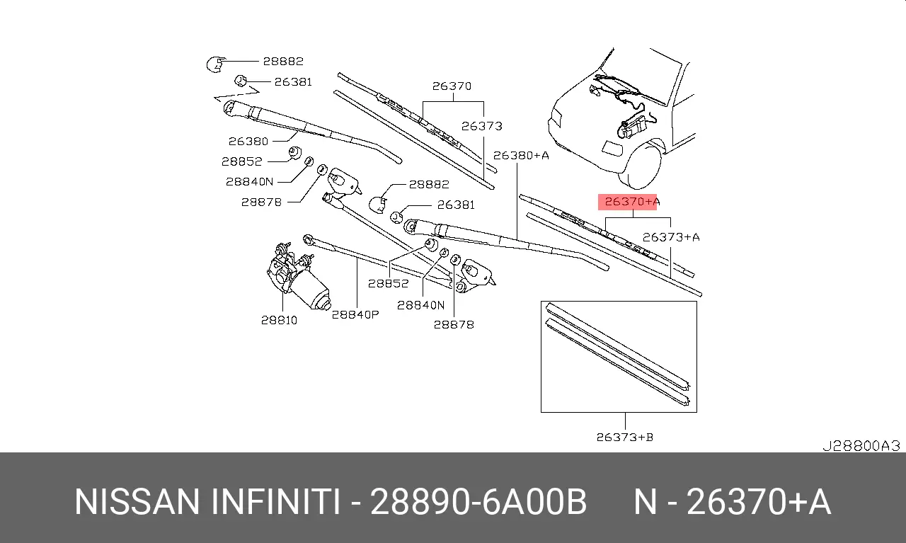 NISSAN 28890-6A00B CONVENTIONAL WIPER