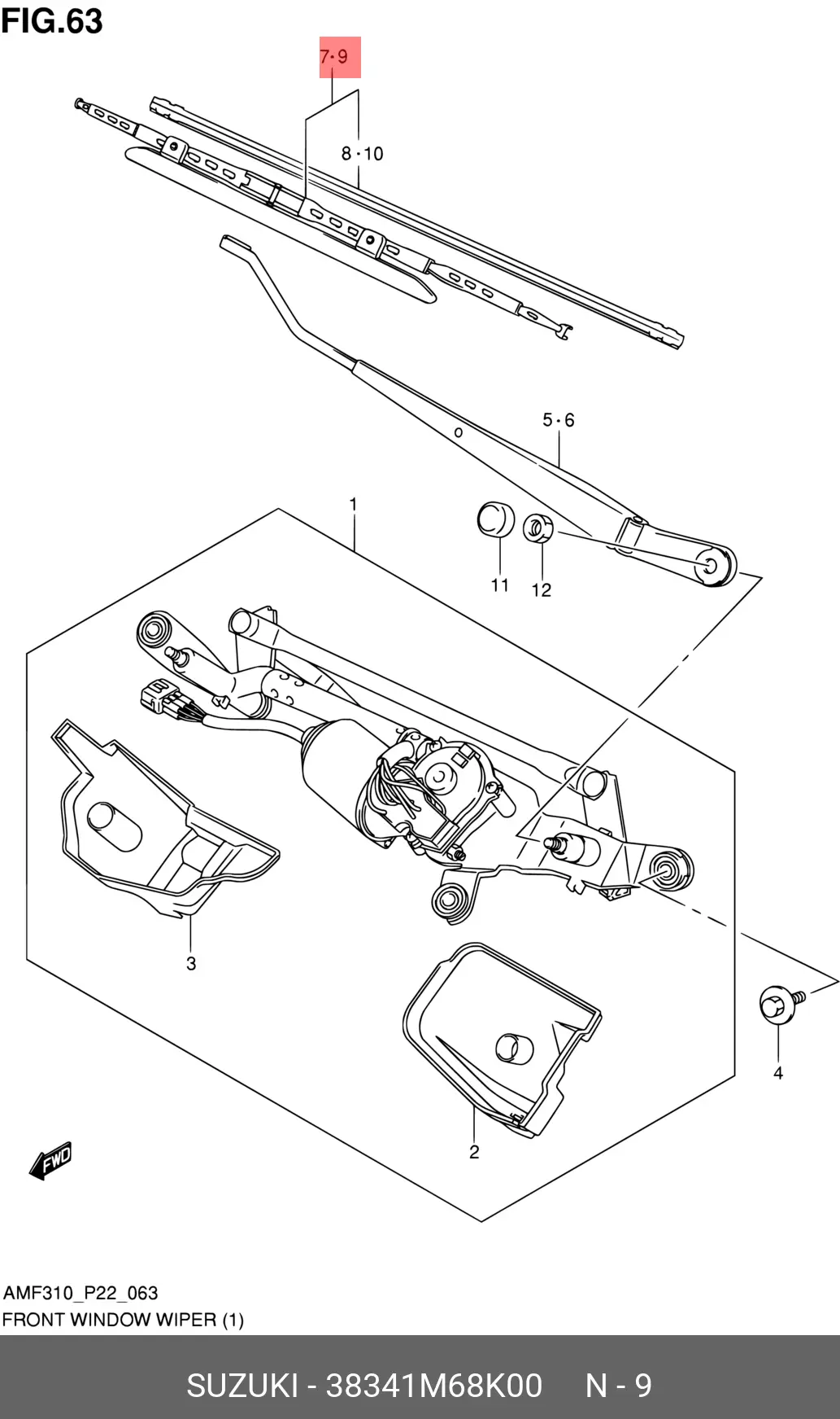 SUZUKI 38341M68K00 CONVENTIONAL WIPER
