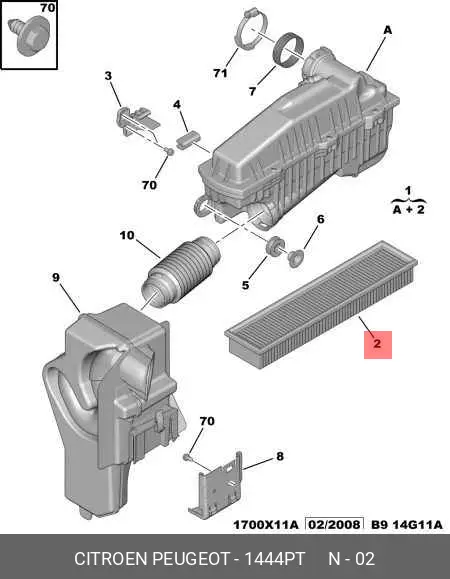PEUGEOT 1444-PT AIR FILTER