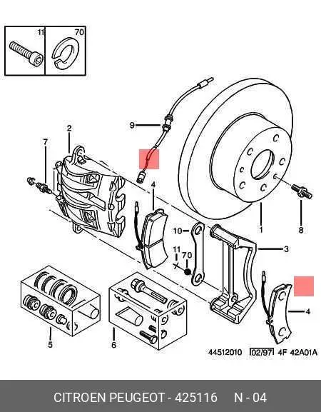 PEUGEOT 425116 BRAKE PADS