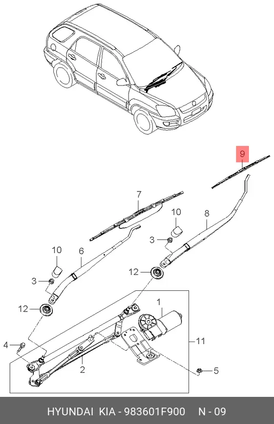 KIA 98360-1F900 CONVENTIONAL WIPER