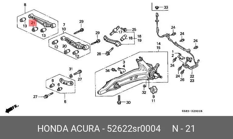 HONDA 52622-SR0-004 BUSH, SUSPENSION
