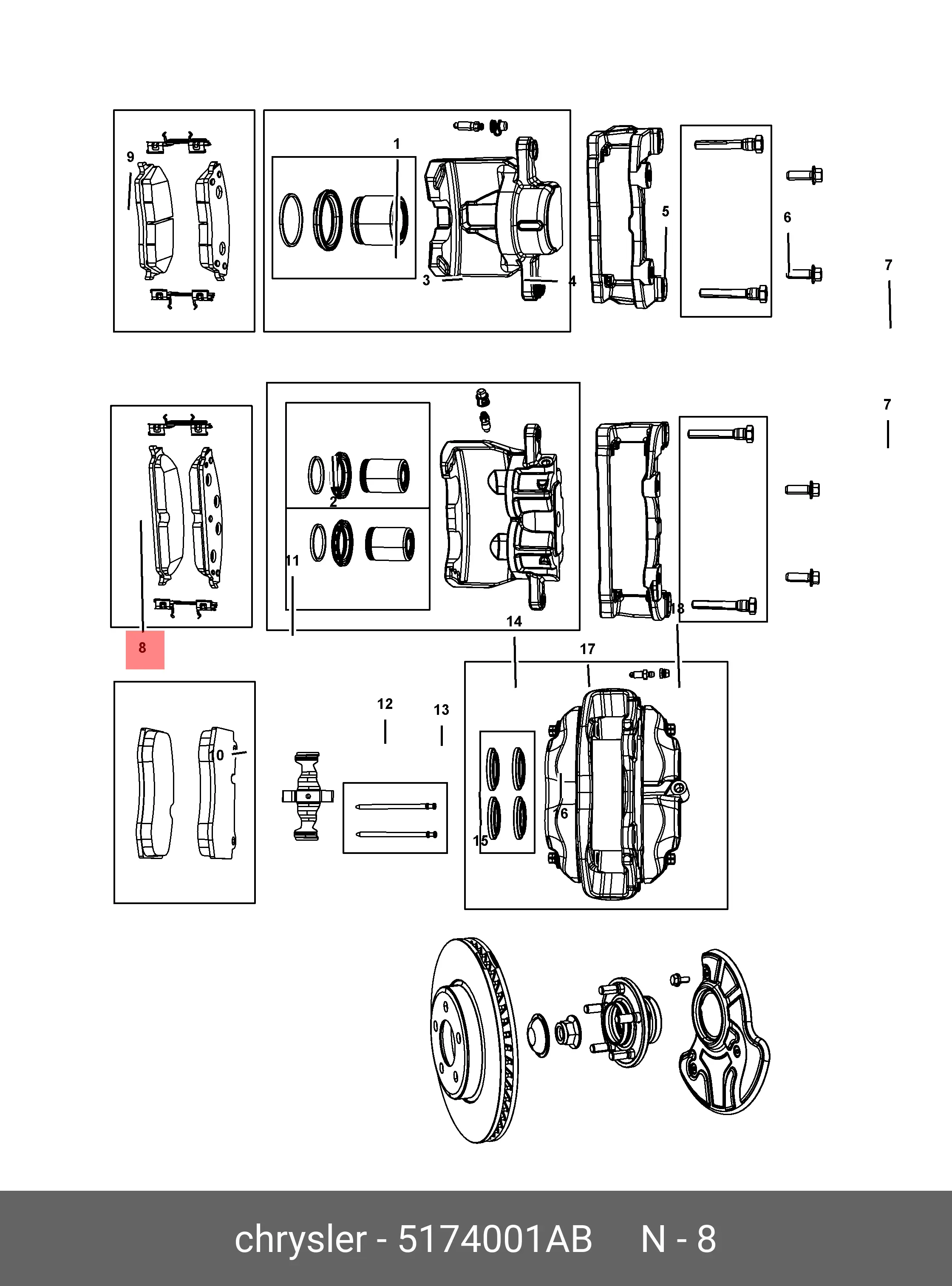 CHRYSLER 5174001AB BRAKE PADS