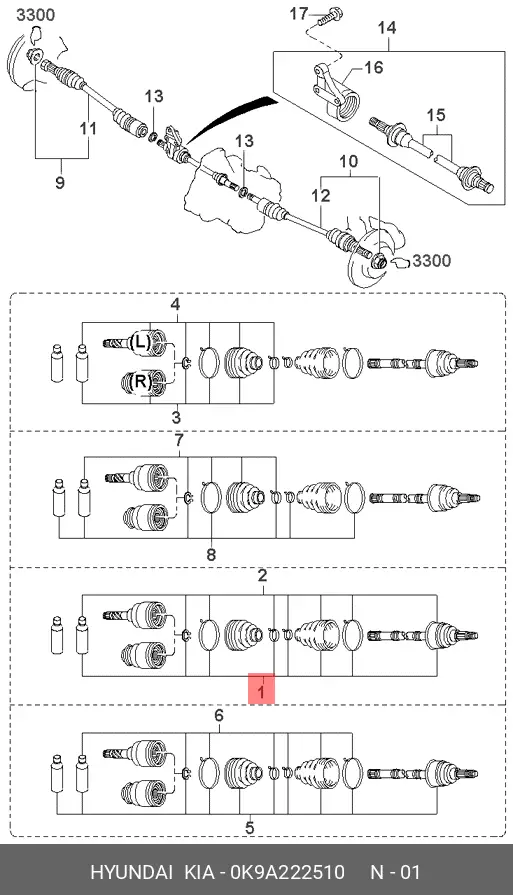 KIA 0K9A2-22-510 CV-JOINT