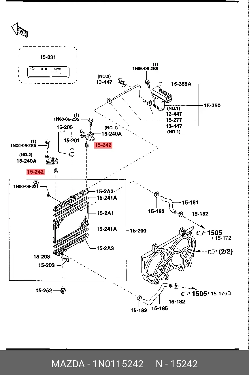 MAZDA 1N01-15-242 RADIATOR MOUNTING
