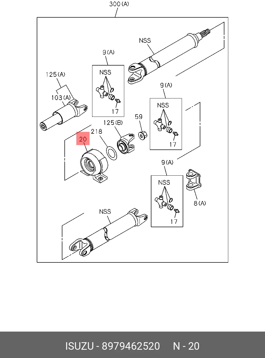 ISUZU 8-97946-252-0 CENTER BEARING SUPPORT