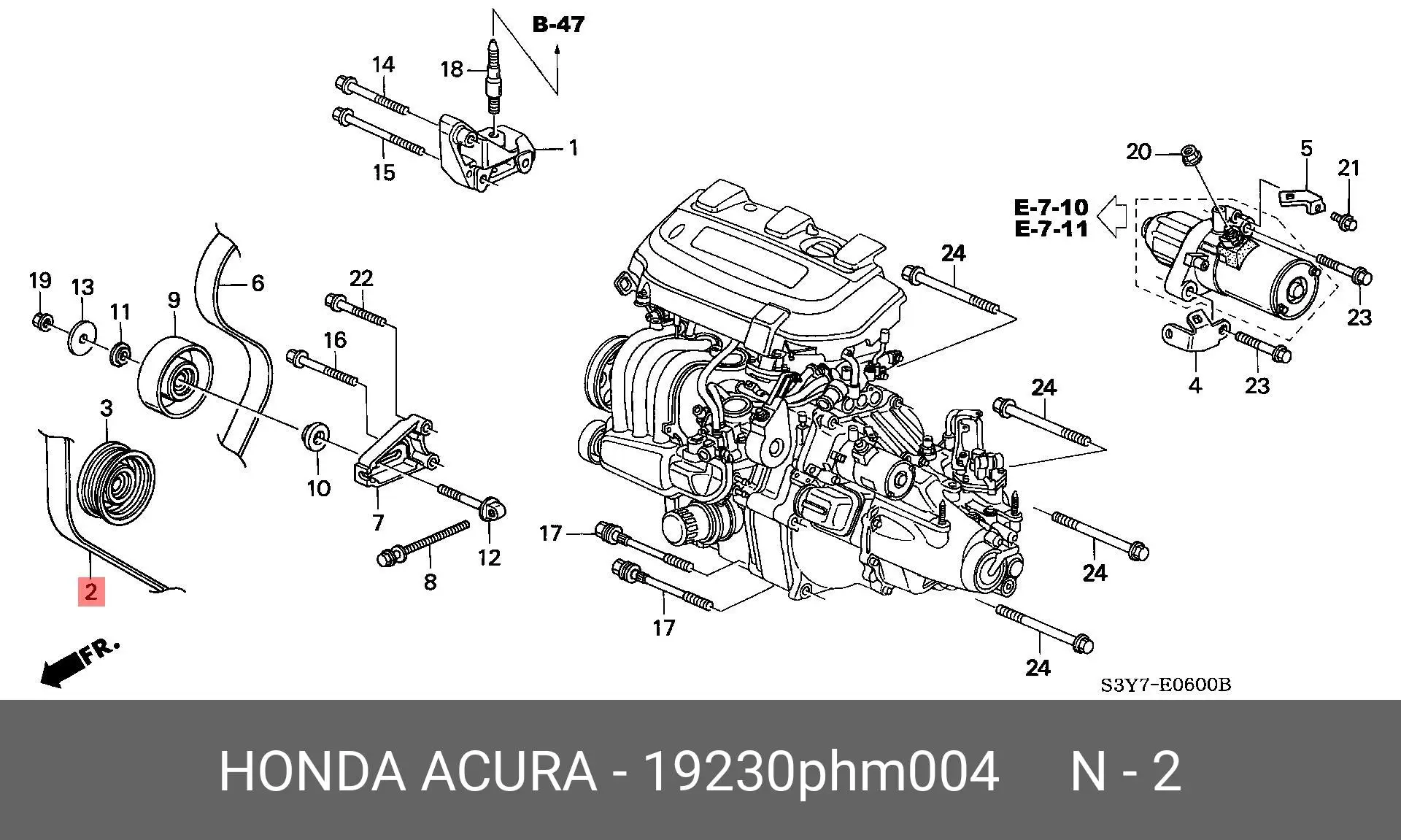HONDA 19230-PHM-004 MULTIRIB BELT