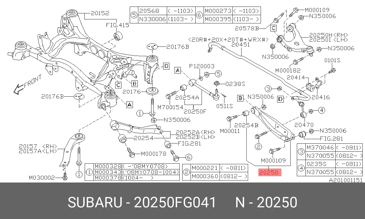 SUBARU 20250-FG041 ARM ASSY, SUSPENSION