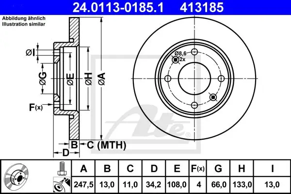 ATE 24.0113-0185.1 ROTOR DISC