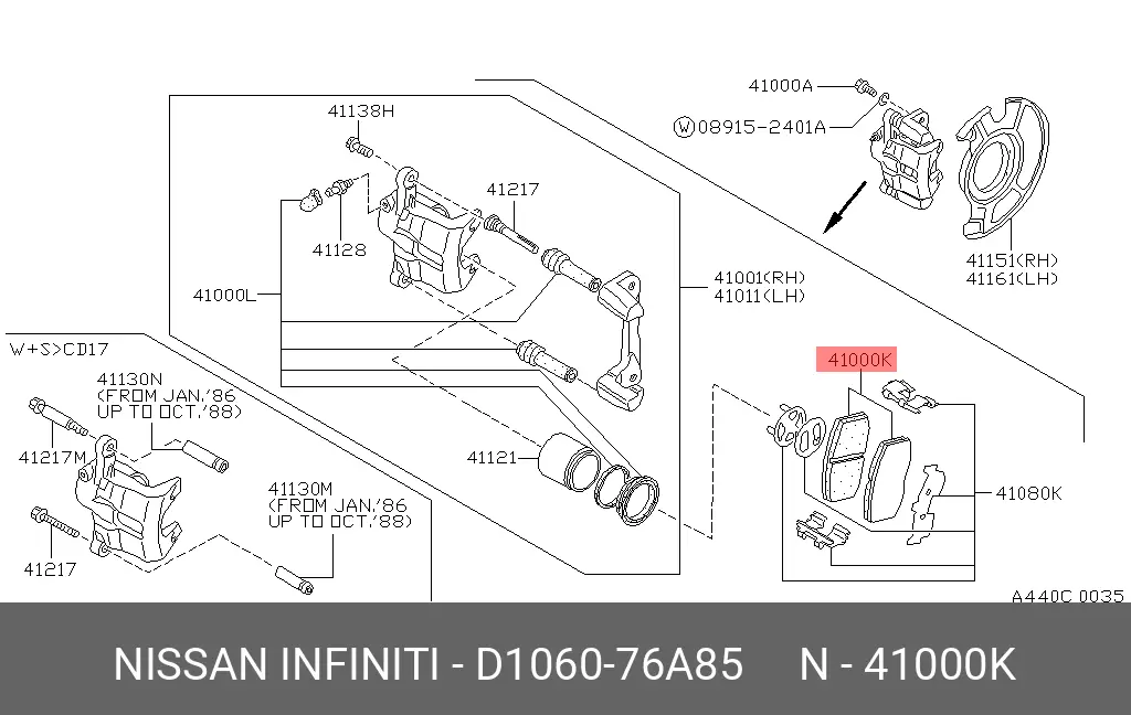 NISSAN D1060-76A85 BRAKE PADS