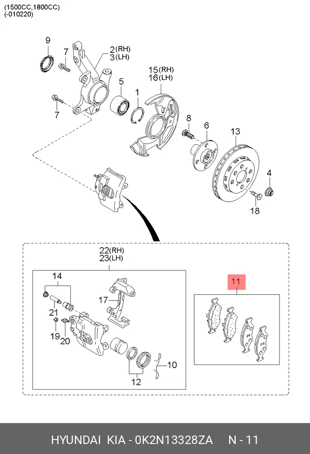 KIA 0K2N1-33-28ZA BRAKE PADS
