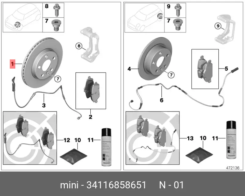 MINI 34 11 6 858 651 ROTOR DISC