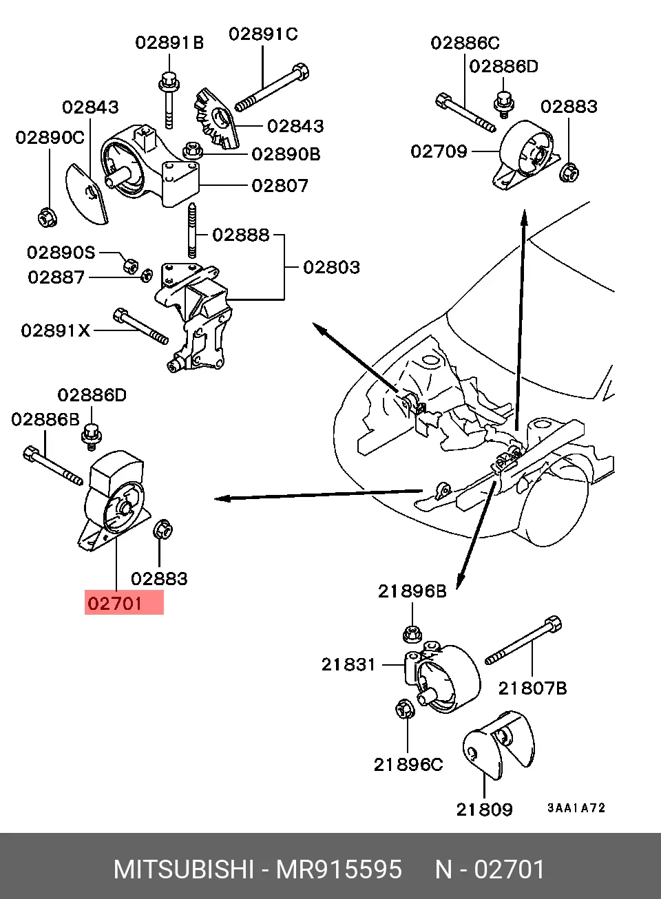 MITSUBISHI MR915595 INSULATOR ENGINE MOUNTING