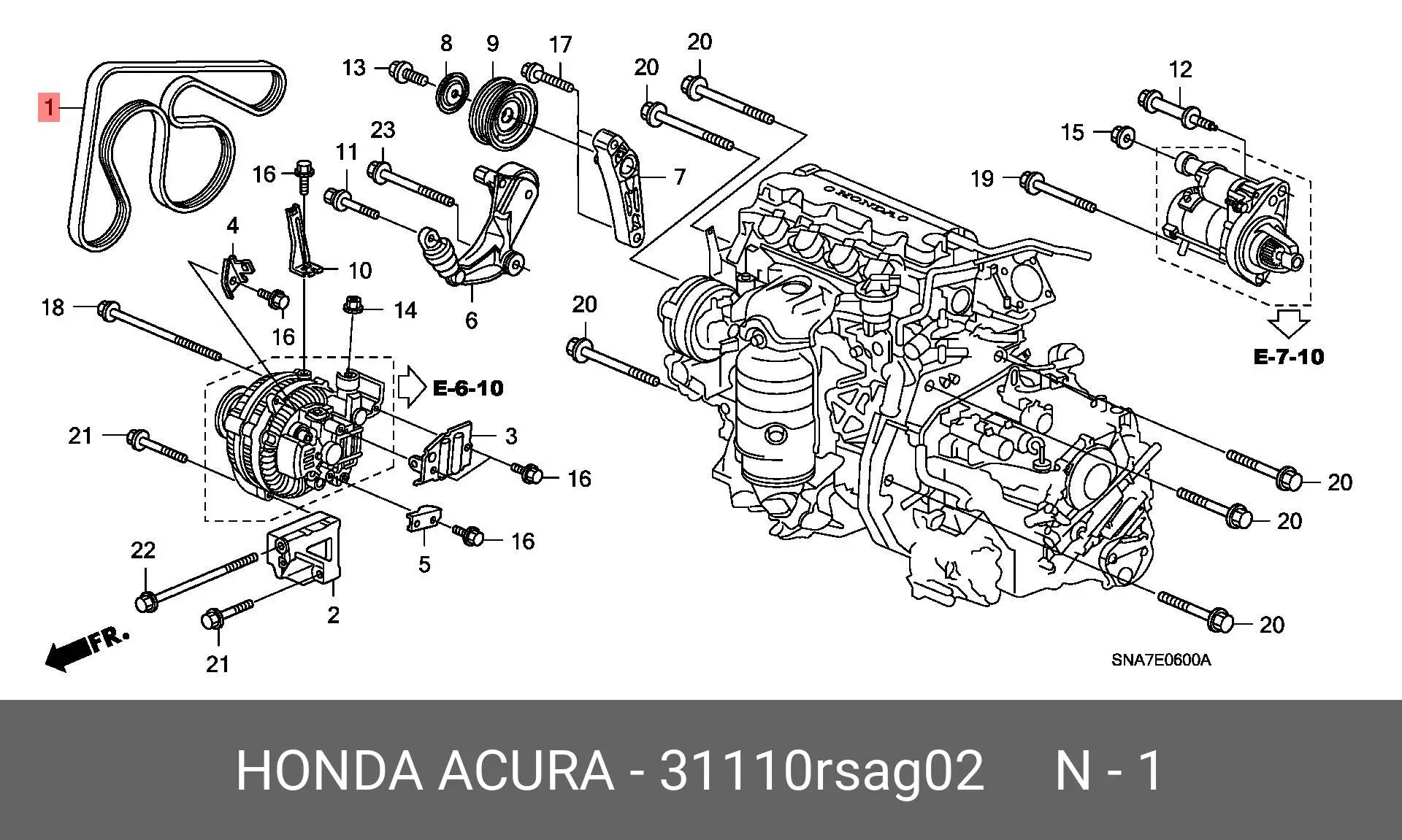 HONDA 31110-RSA-G02 MULTIRIB BELT