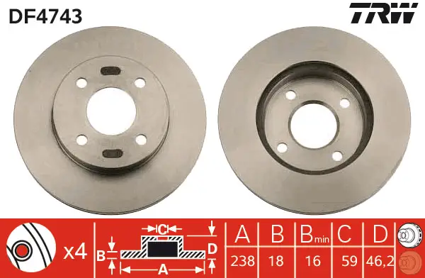 TRW DF4743 ROTOR DISC