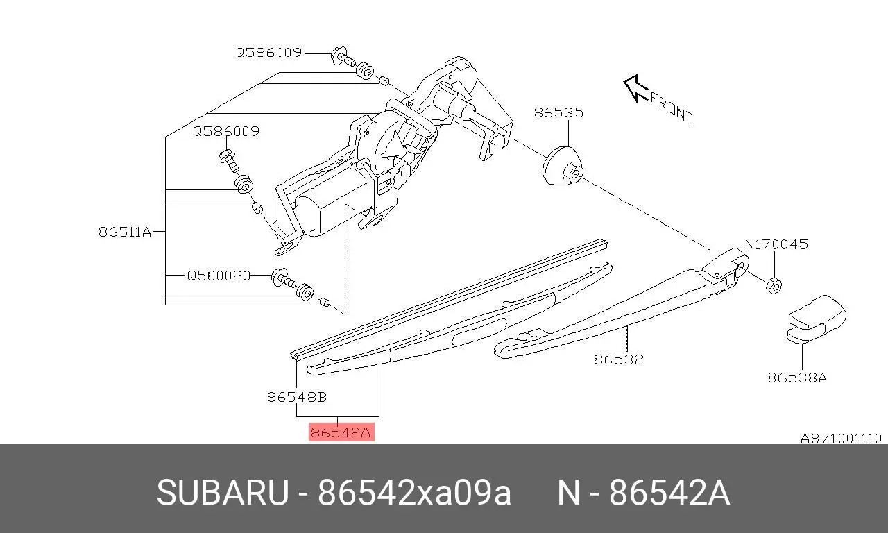 SUBARU 86542-XA09A REAR WIPER