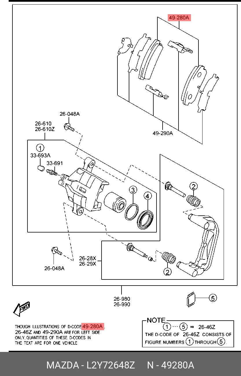 MAZDA L2Y7-26-48Z BRAKE PADS