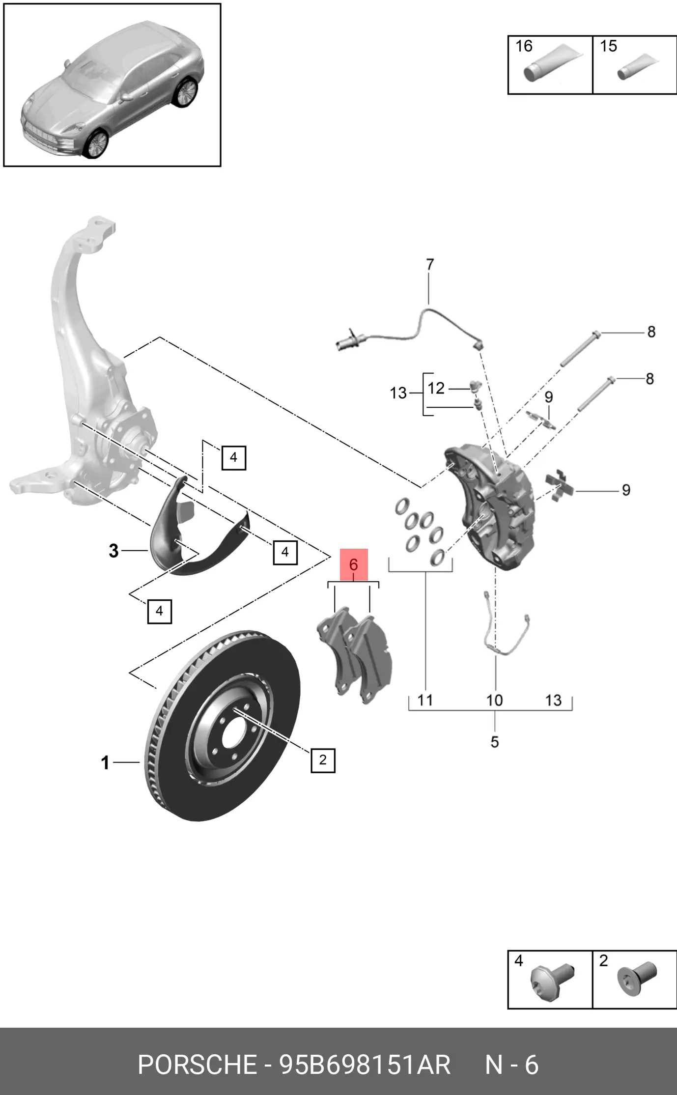 PORSCHE 95B 698 151 AR BRAKE PADS