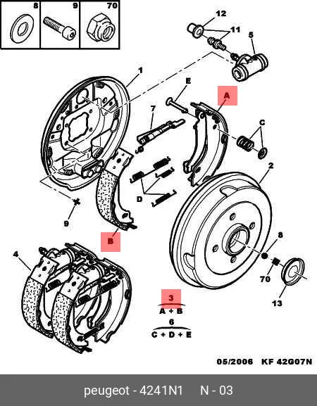PEUGEOT 4241.N1 BRAKE SHOE