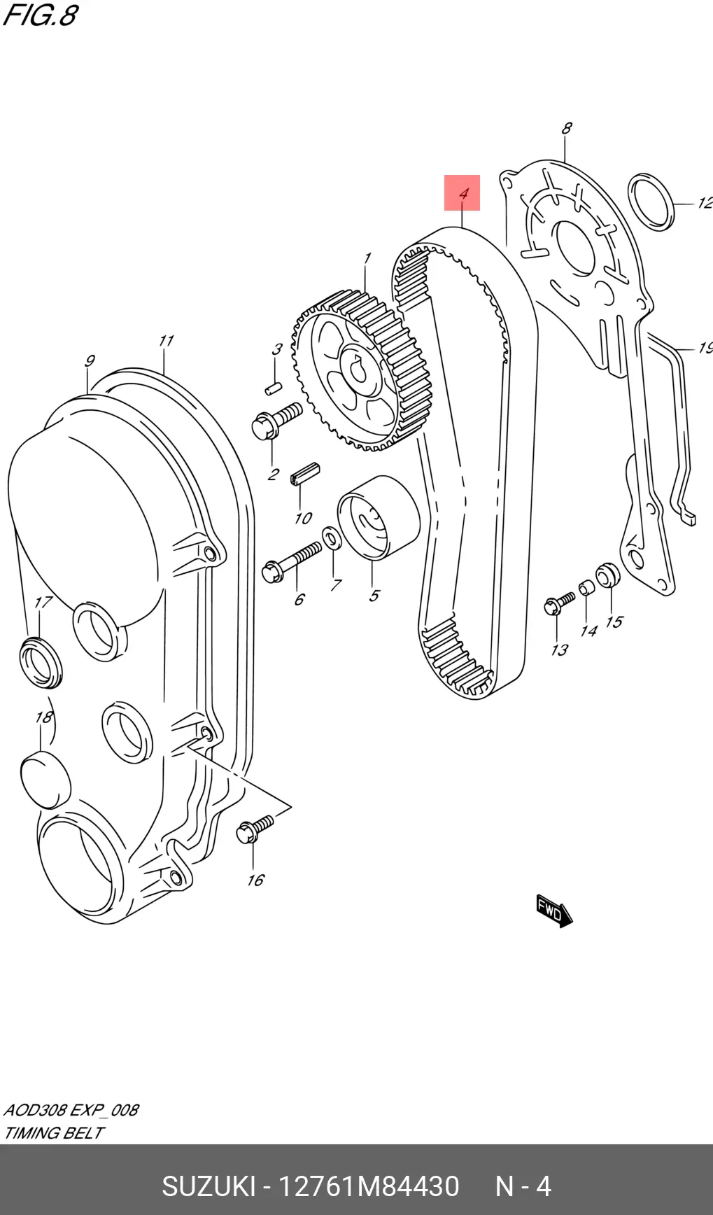 SUZUKI 12761M84430 TIMING BELT