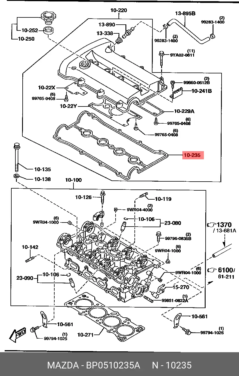 MAZDA BP05-10-235A GASKET, CYLINDER HEAD COVER