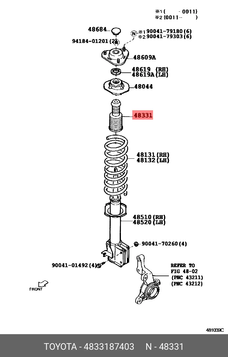 TOYOTA 48331-87403 SHOCK DUST COVER