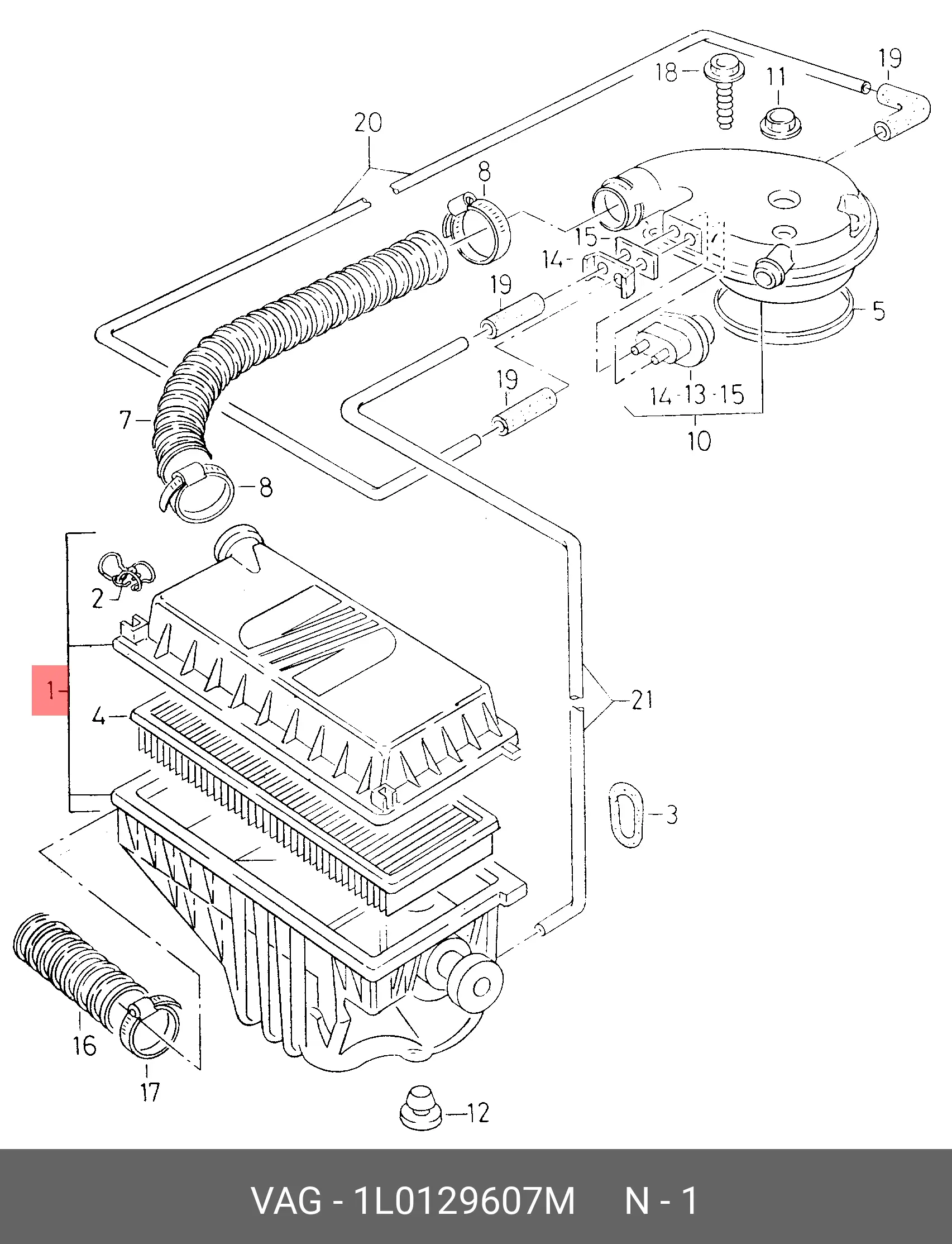 SEAT 1L0 129 607M AIR FILTER