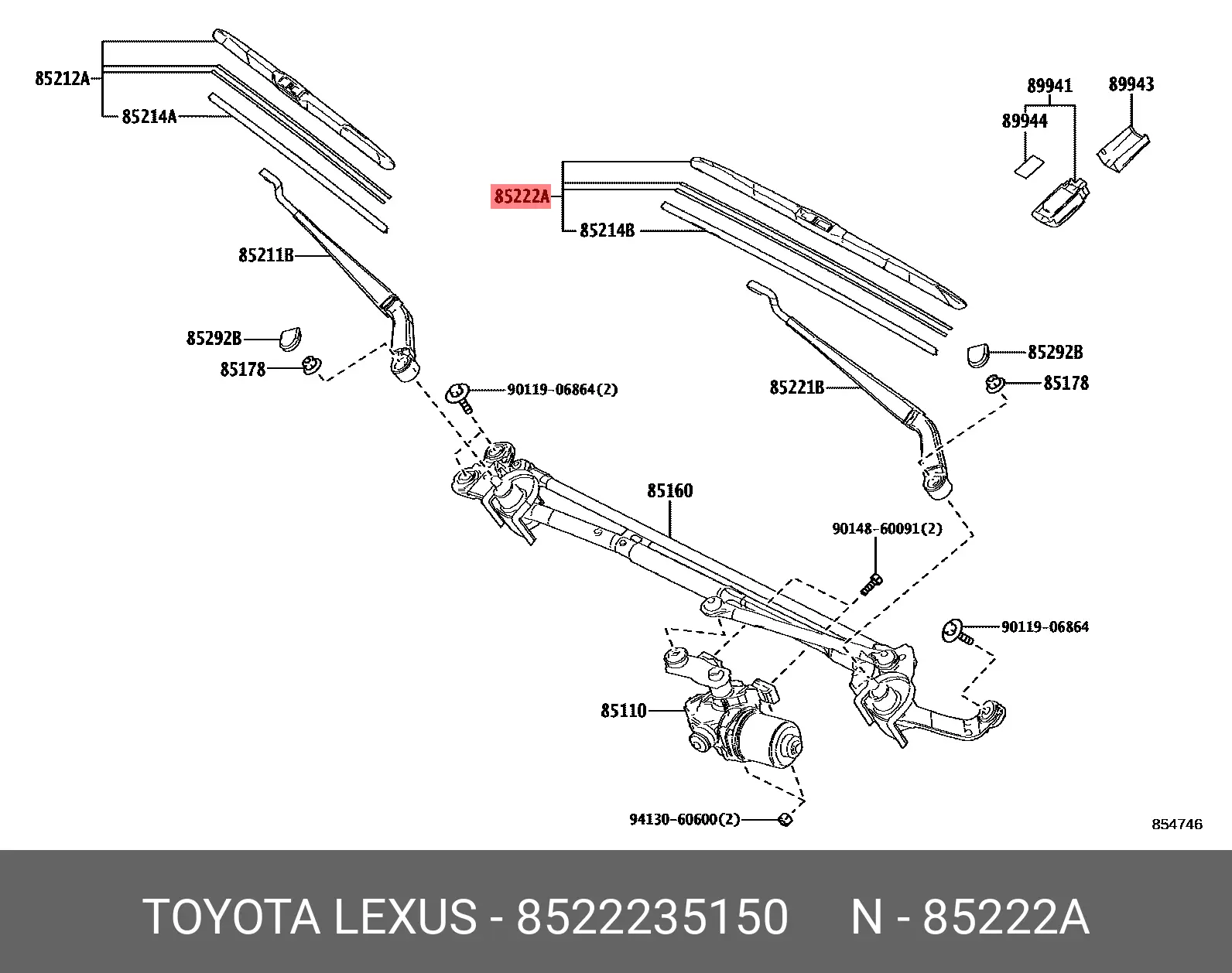 TOYOTA 8522235150 76620-SLA-004, 6020003300661, MR574653, 85222