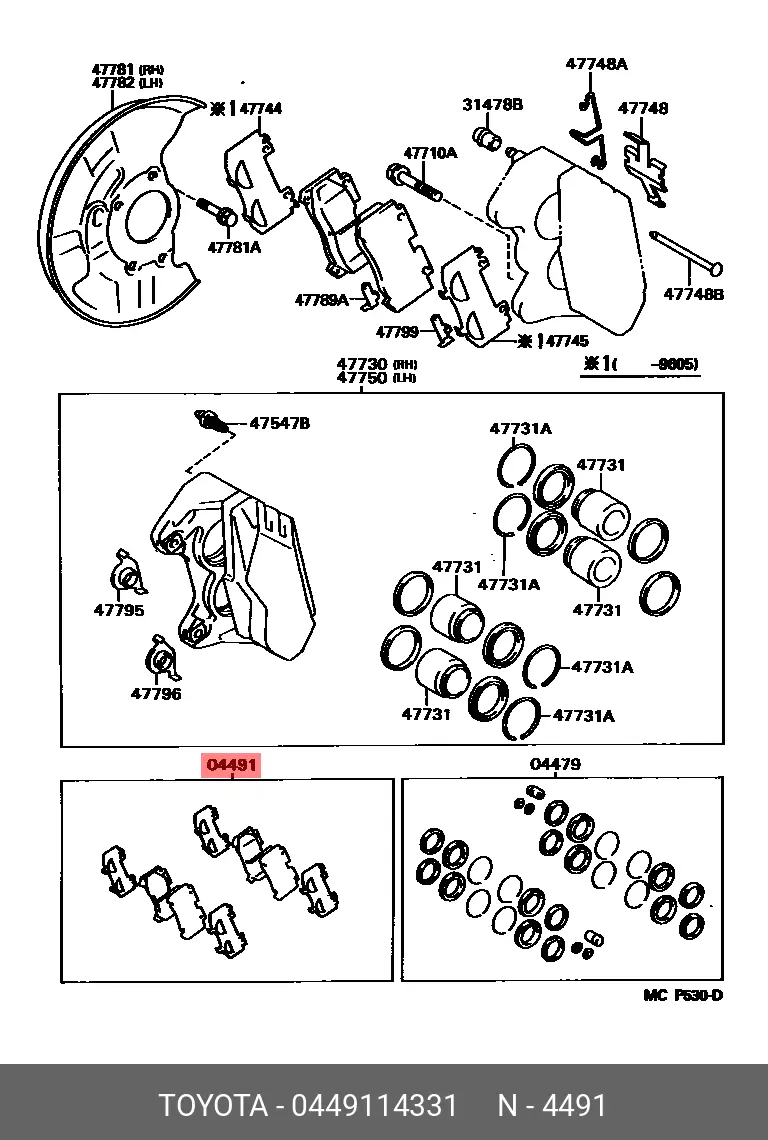 TOYOTA 04491-14331 BRAKE PADS
