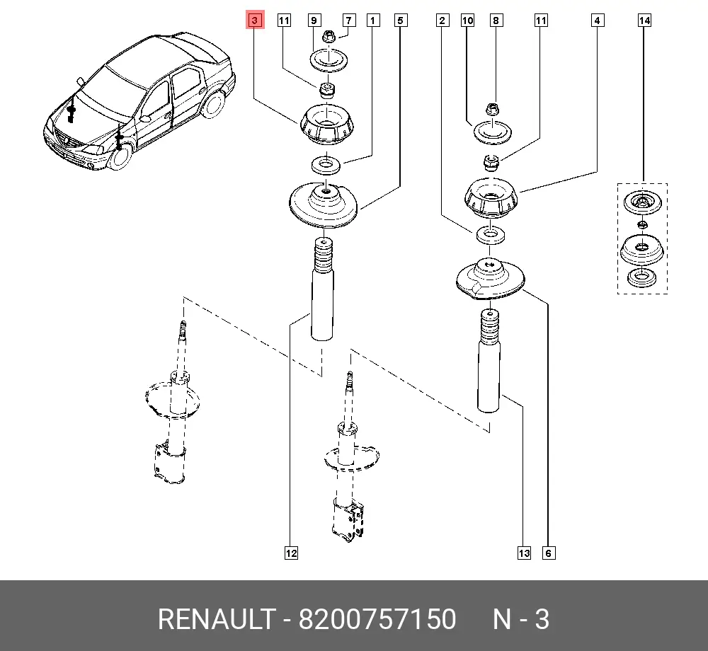RENAULT 82 00 757 150 SHOCK ABSORBER MOUNTING