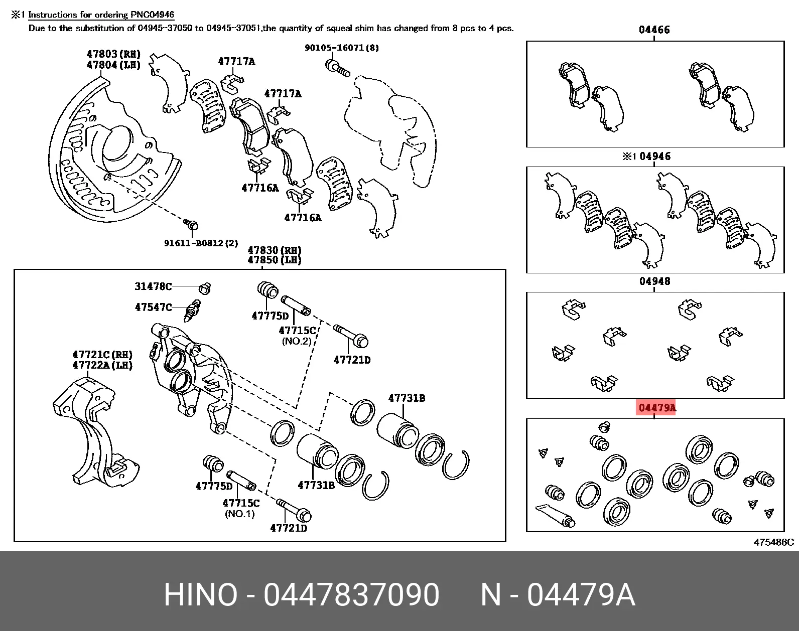 HINO 04478-37090 WHEEL CALLIPER KIT