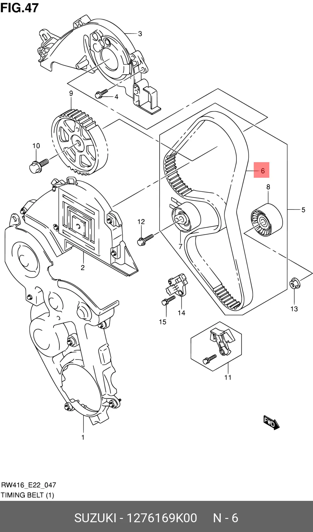 SUZUKI 12761-69K00 TIMING BELT