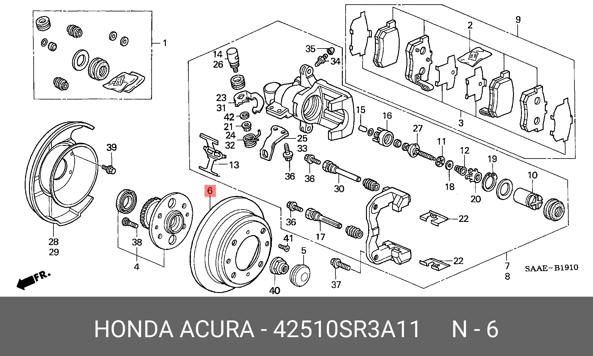 HONDA 42510-SR3-A11 ROTOR DISC