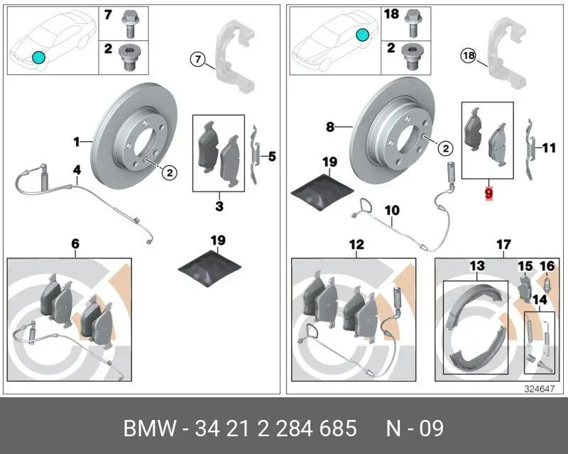 BMW 34 21 2 284 685 BRAKE PADS