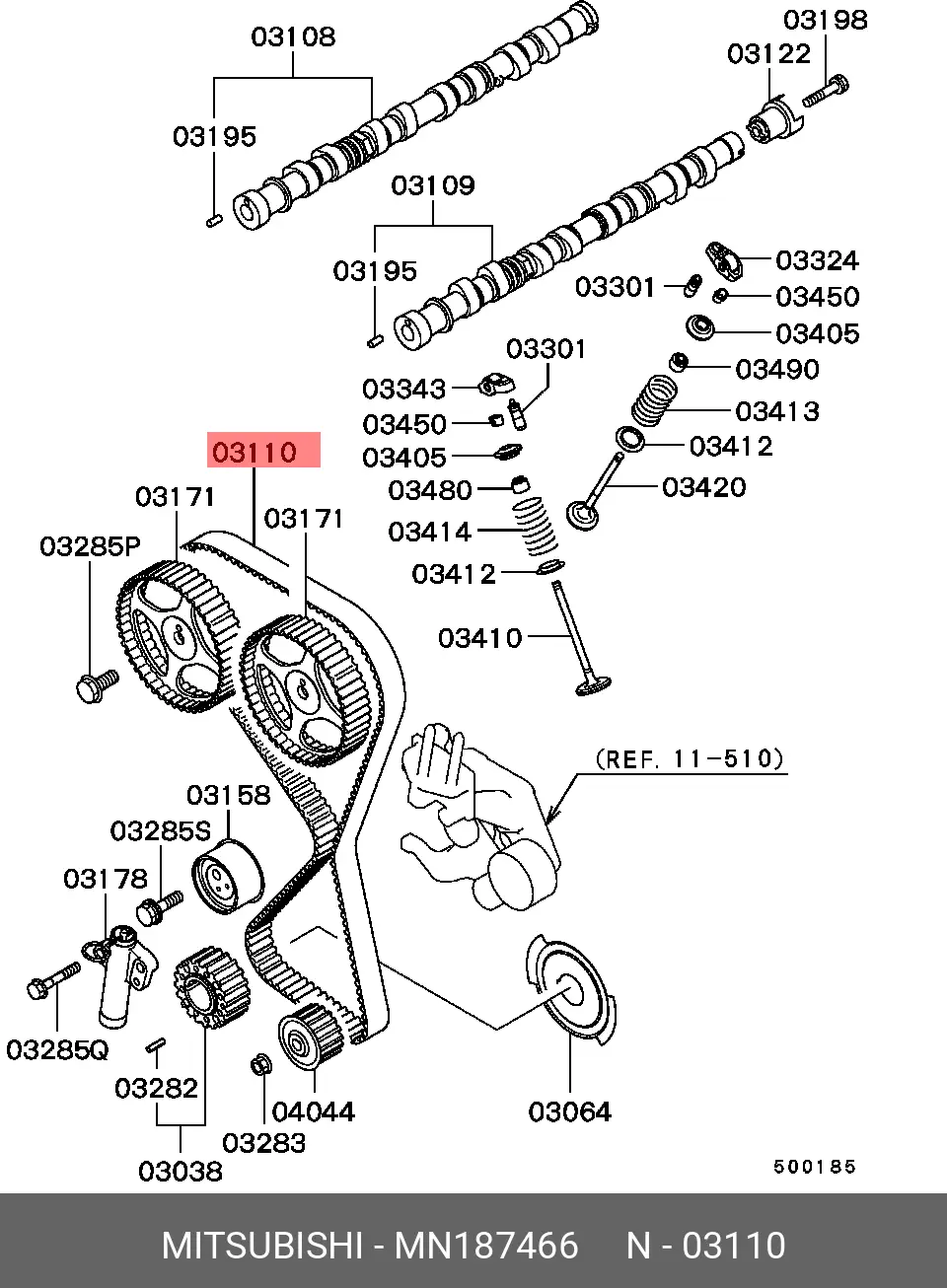 MITSUBISHI MN187466 TIMING BELT