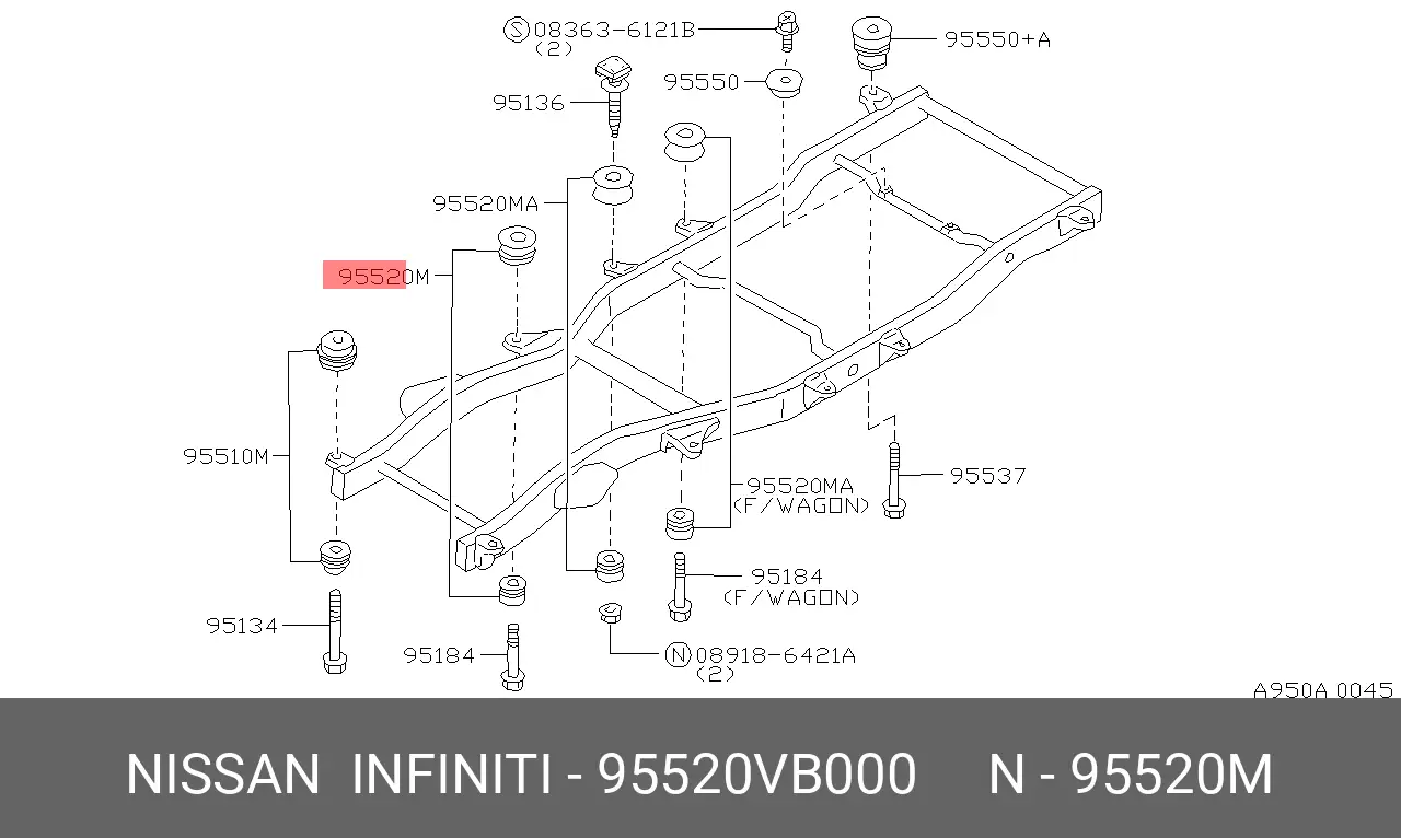 NISSAN 95520-VB000 BODY/FRAME BUSH