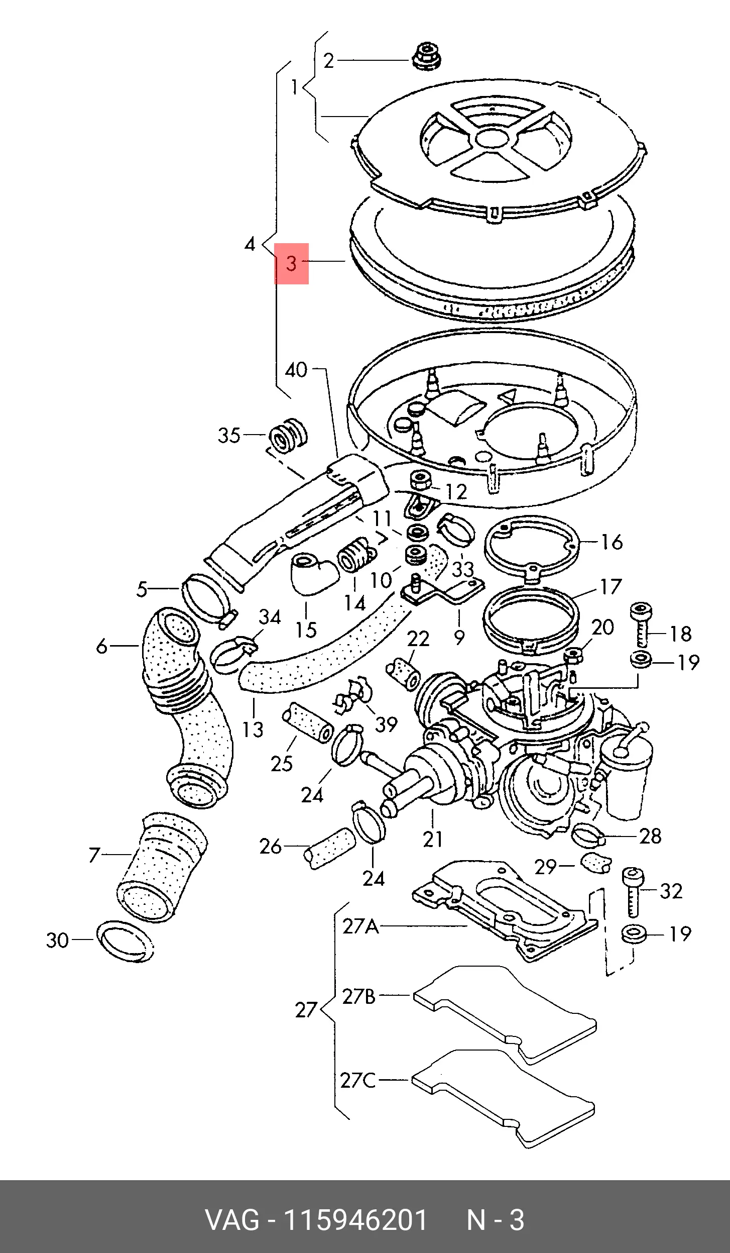 VAG 115 946 201 AIR FILTER