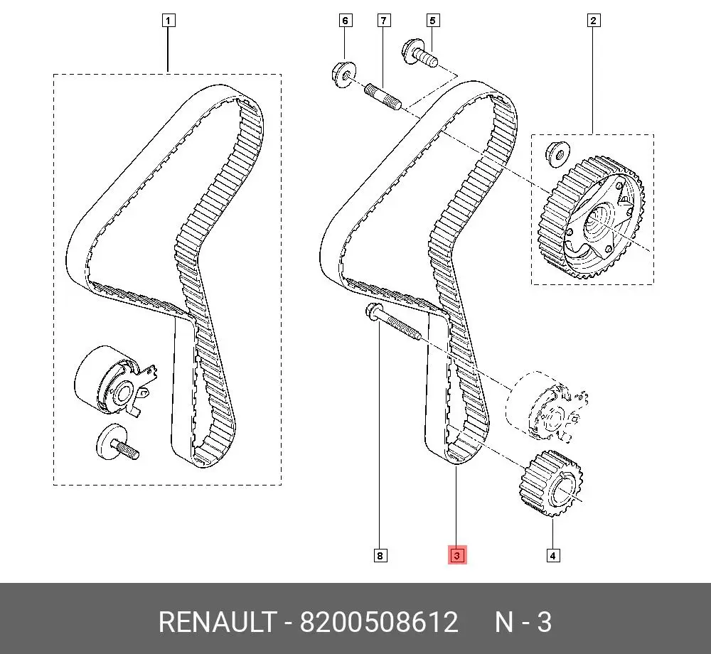 RENAULT 82 00 508 612 TIMING BELT