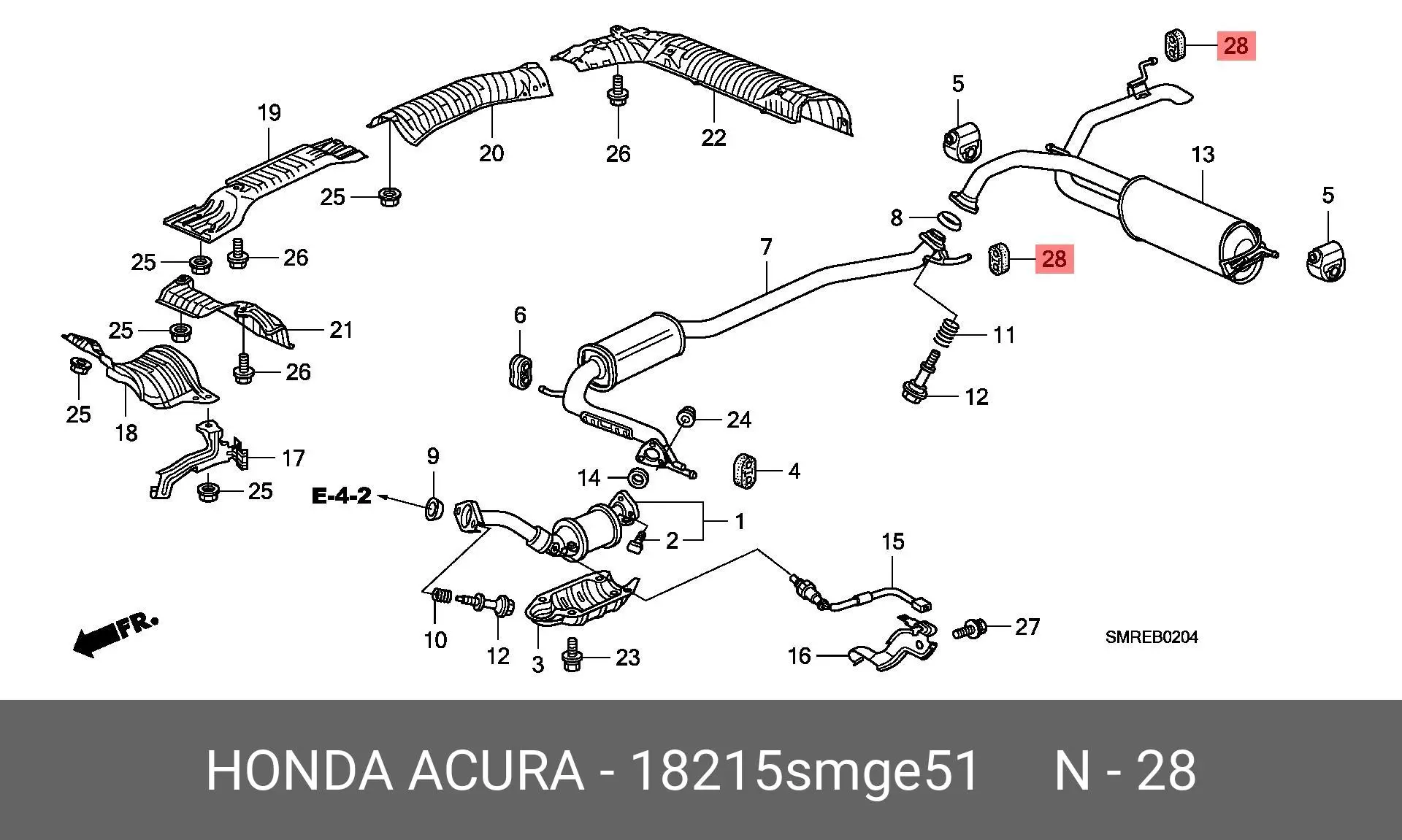HONDA 18215-SMG-E51 EXHAUST PIPE SUPPORT