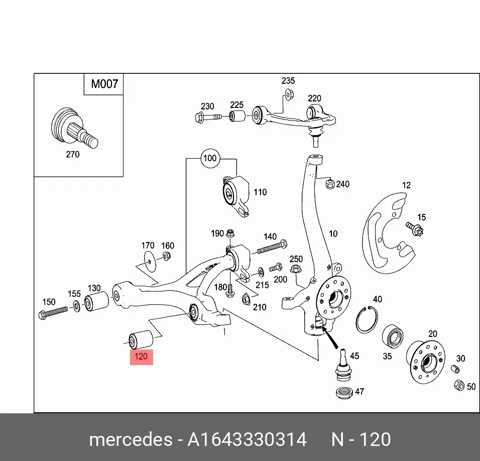 MERCEDES-BENZ A 164 333 03 14 BUSH, SUSPENSION