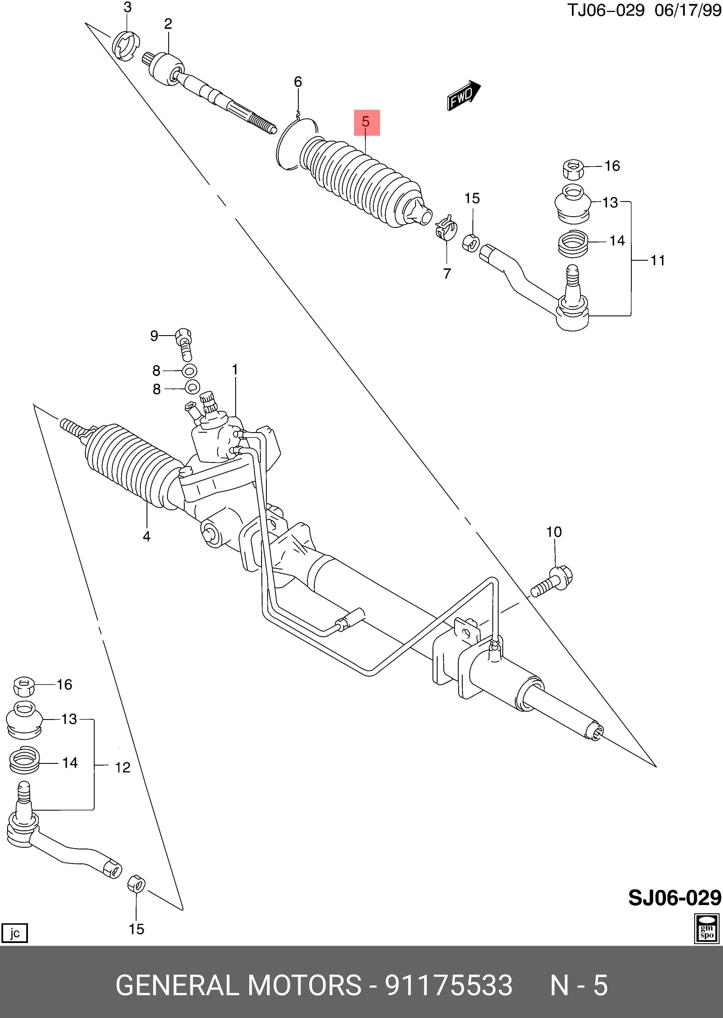GM 91175533 STEERING GEAR BOOT