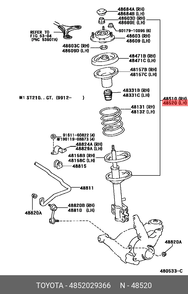 TOYOTA 4852029366 STRUT ASS~Y